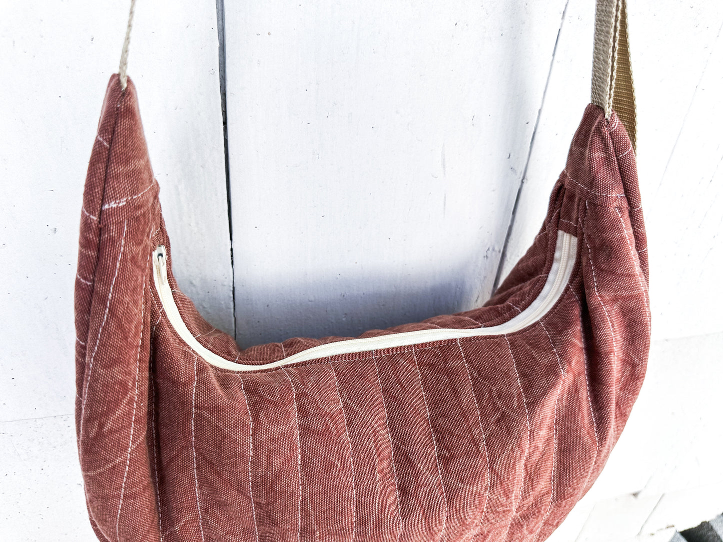 Rusty Orange Crescent Crossbody Bag