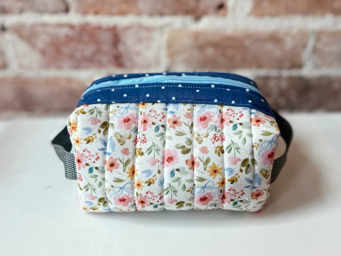 Quilted Boxy Zipper Pouch - Floral