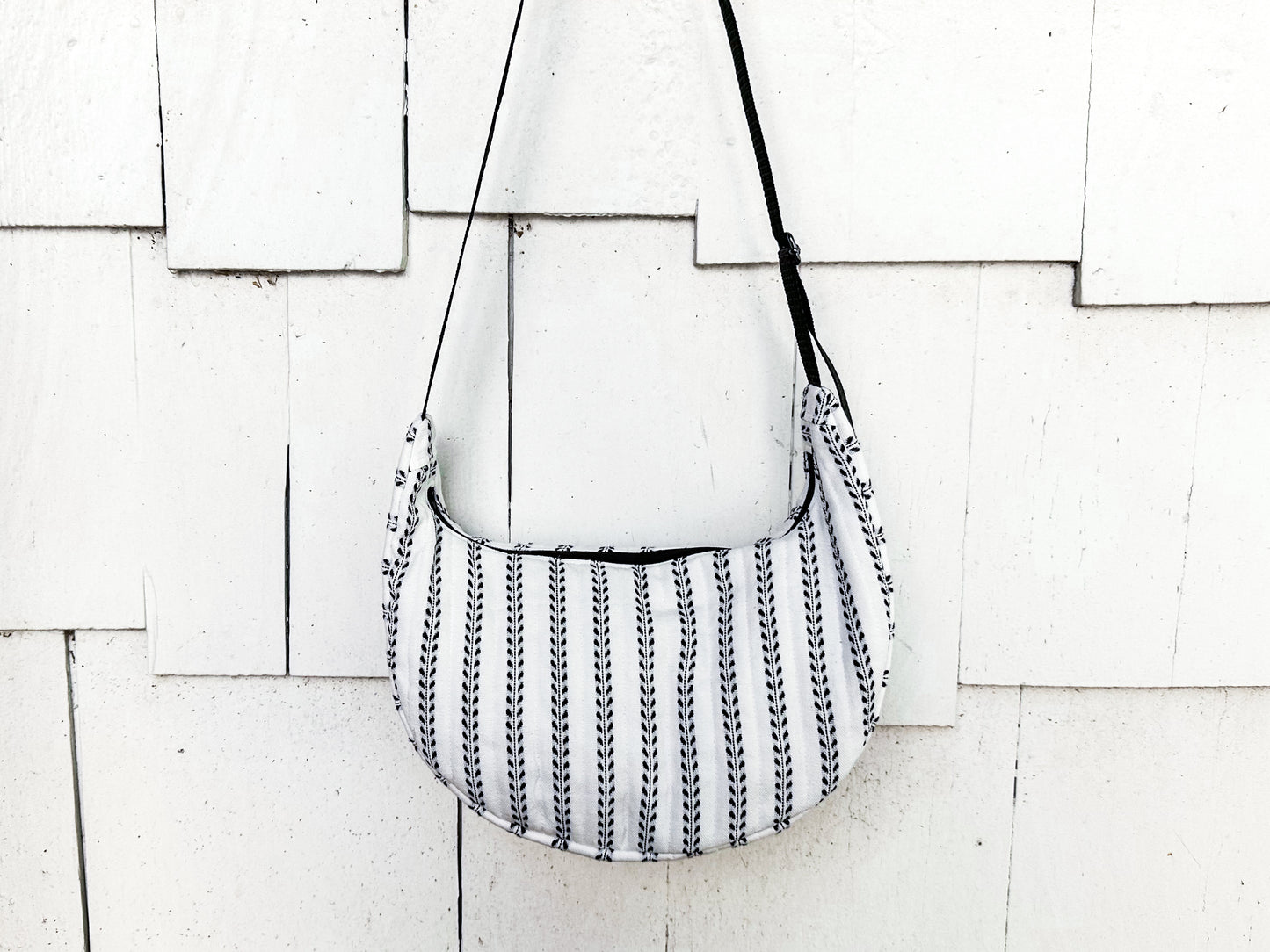 Black & White Crescent Crossbody Bag