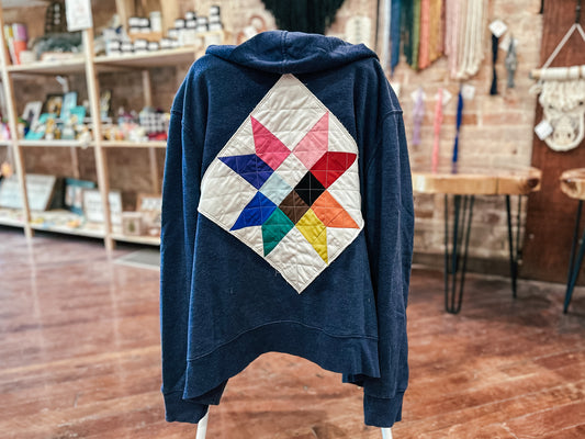 Pride Quilt Block Upcycled Hoodie Sweatshirt