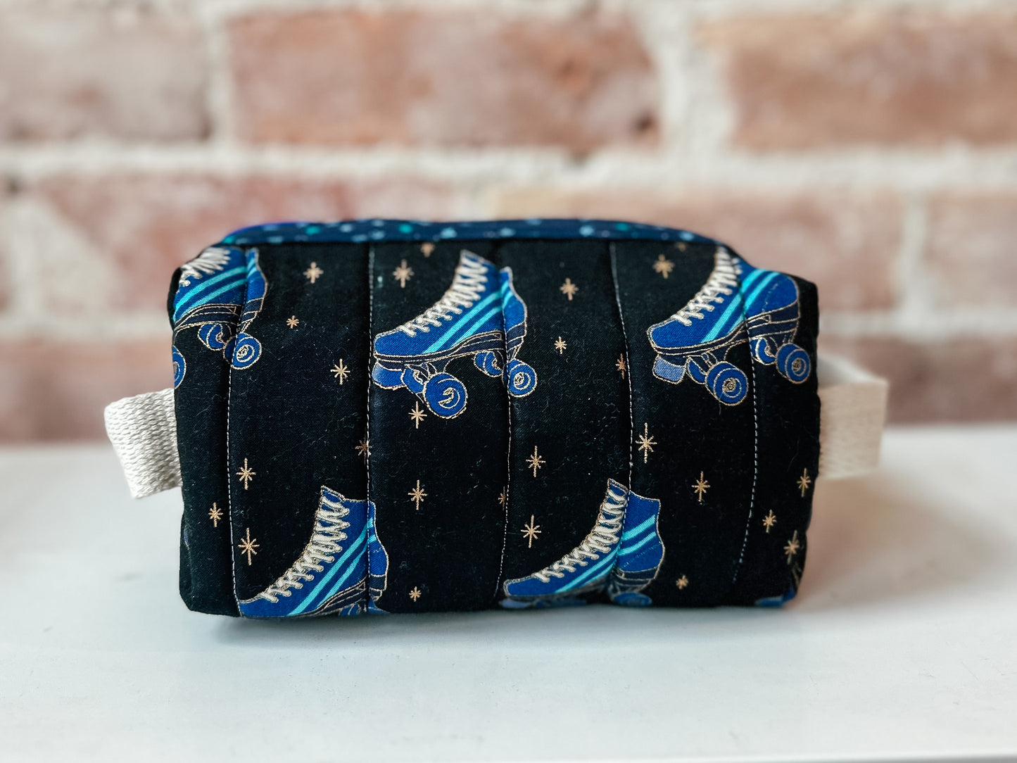 Quilted Boxy Zipper Pouch - Ruby Star Society Black Roller Skates