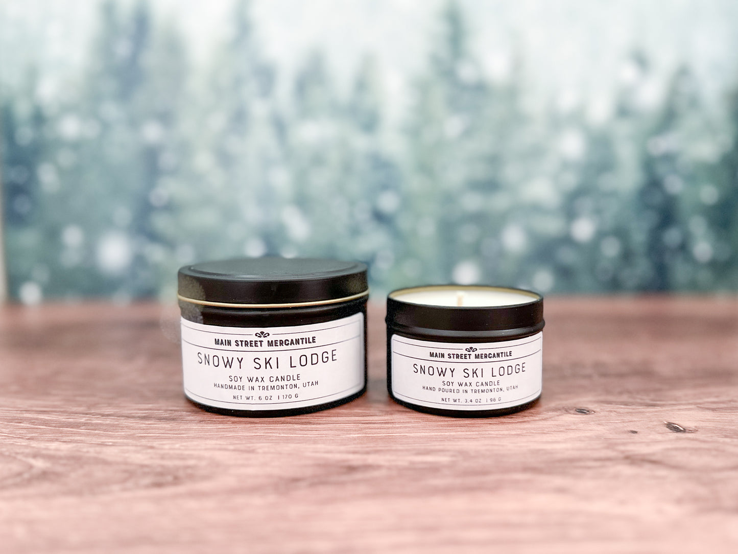 Snowy Ski Lodge Candle