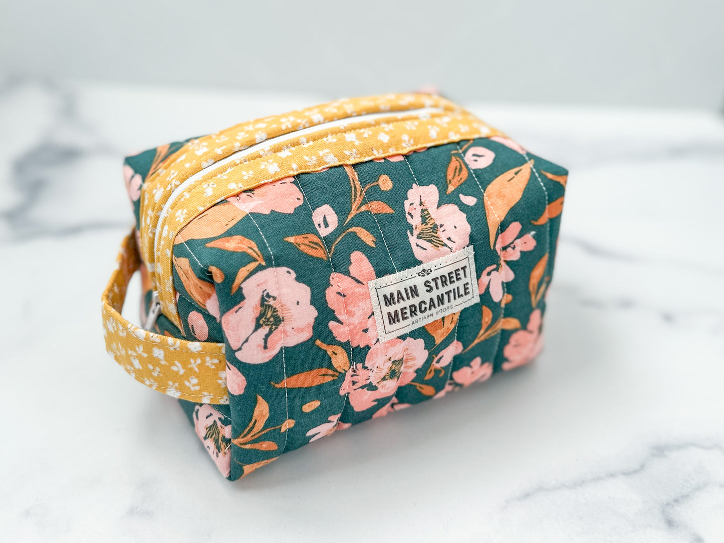 Boxed Zipper Pouch - Teal Floral (Holland Pouch)