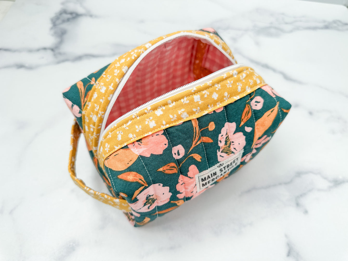 Boxed Zipper Pouch - Teal Floral (Holland Pouch)
