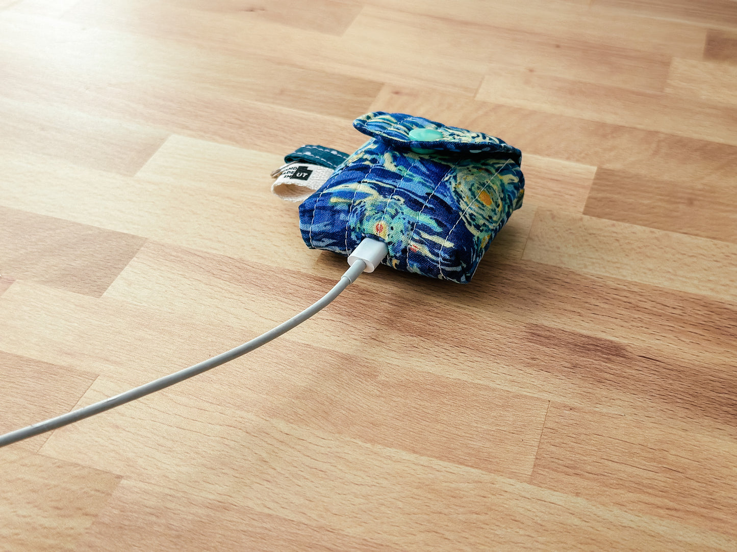 Quilted Airpods Sleeve Keychain - Starry Night