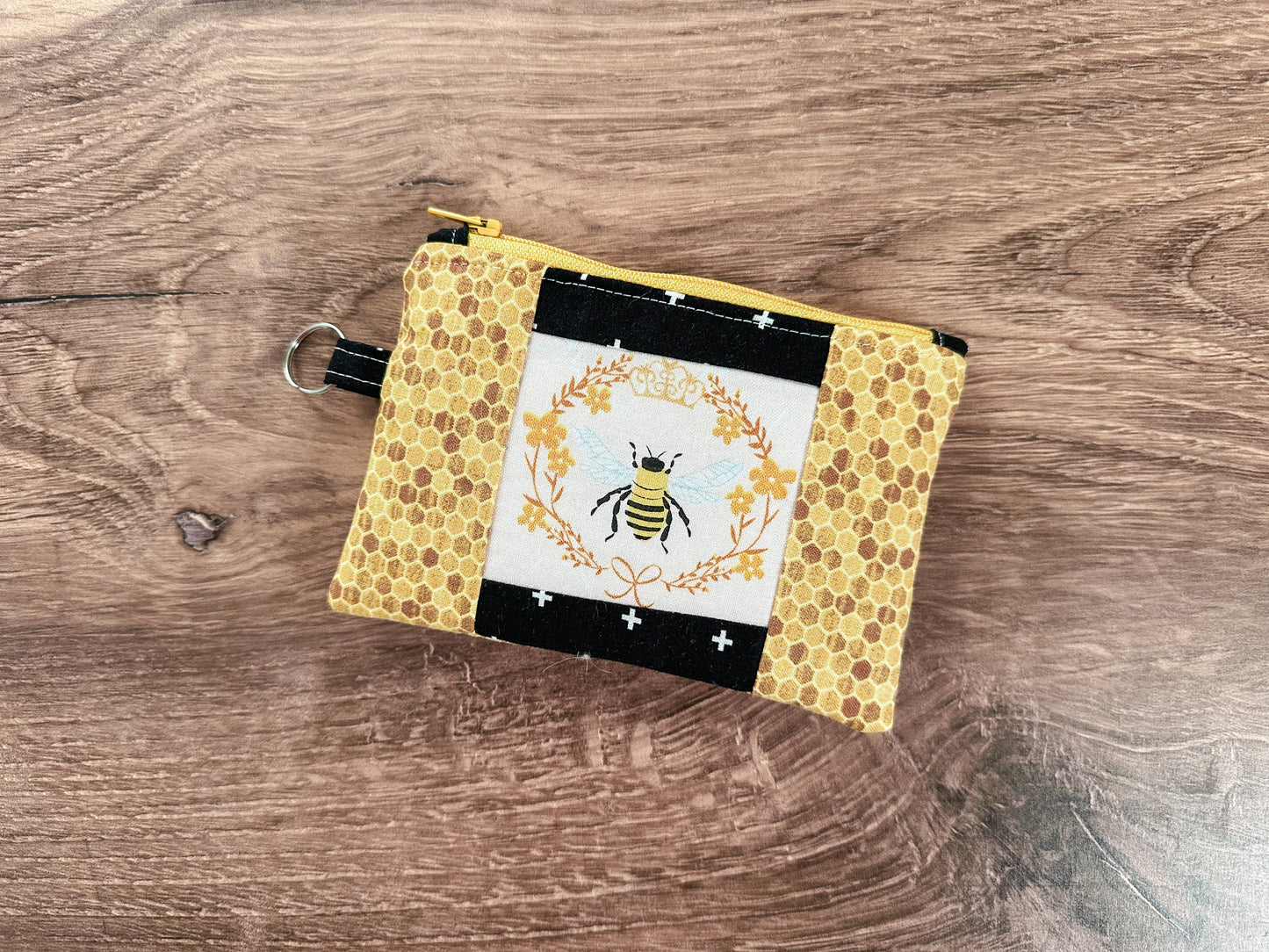 Honey Bee Quilted Zipper Pouch