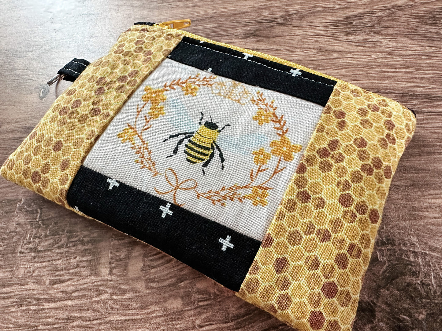 Honey Bee Quilted Zipper Pouch
