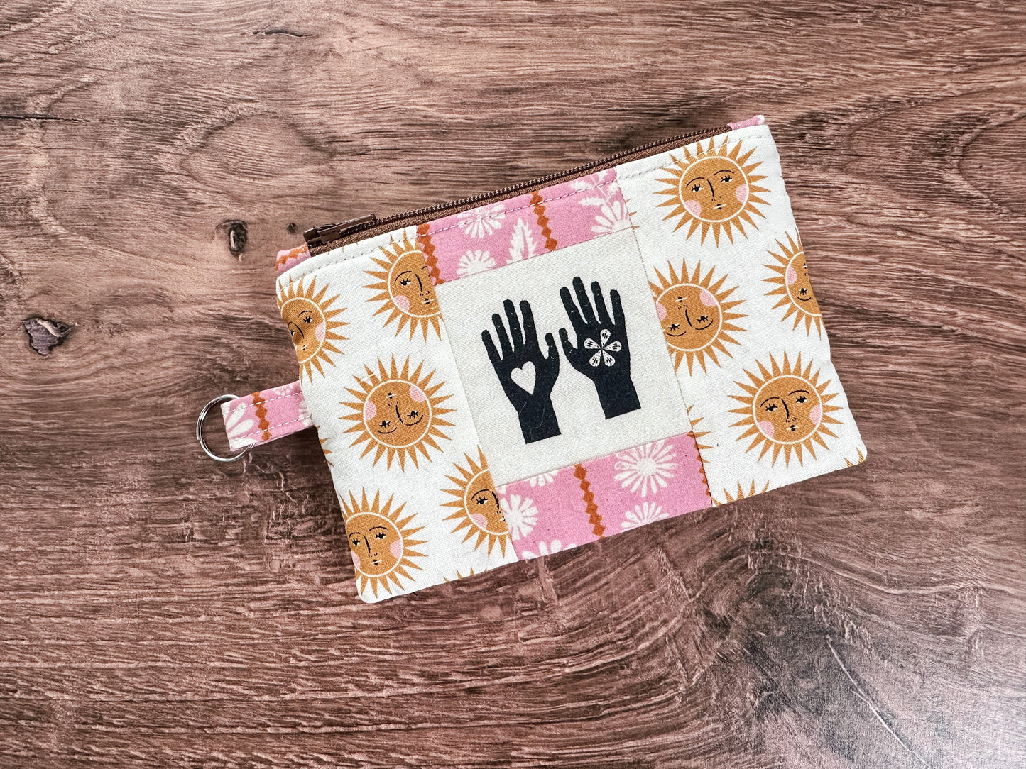 Heart Hands Quilted Zipper Pouch