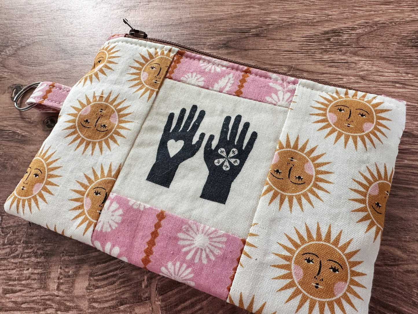 Heart Hands Quilted Zipper Pouch