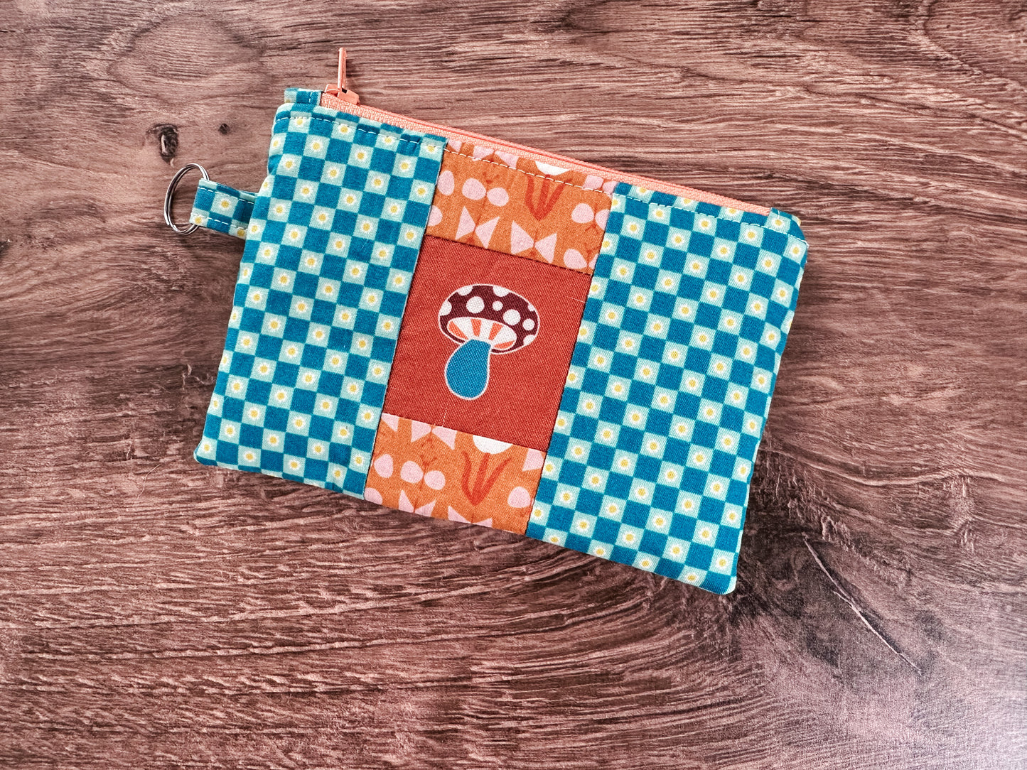 Mushroom Quilted Zipper Pouch
