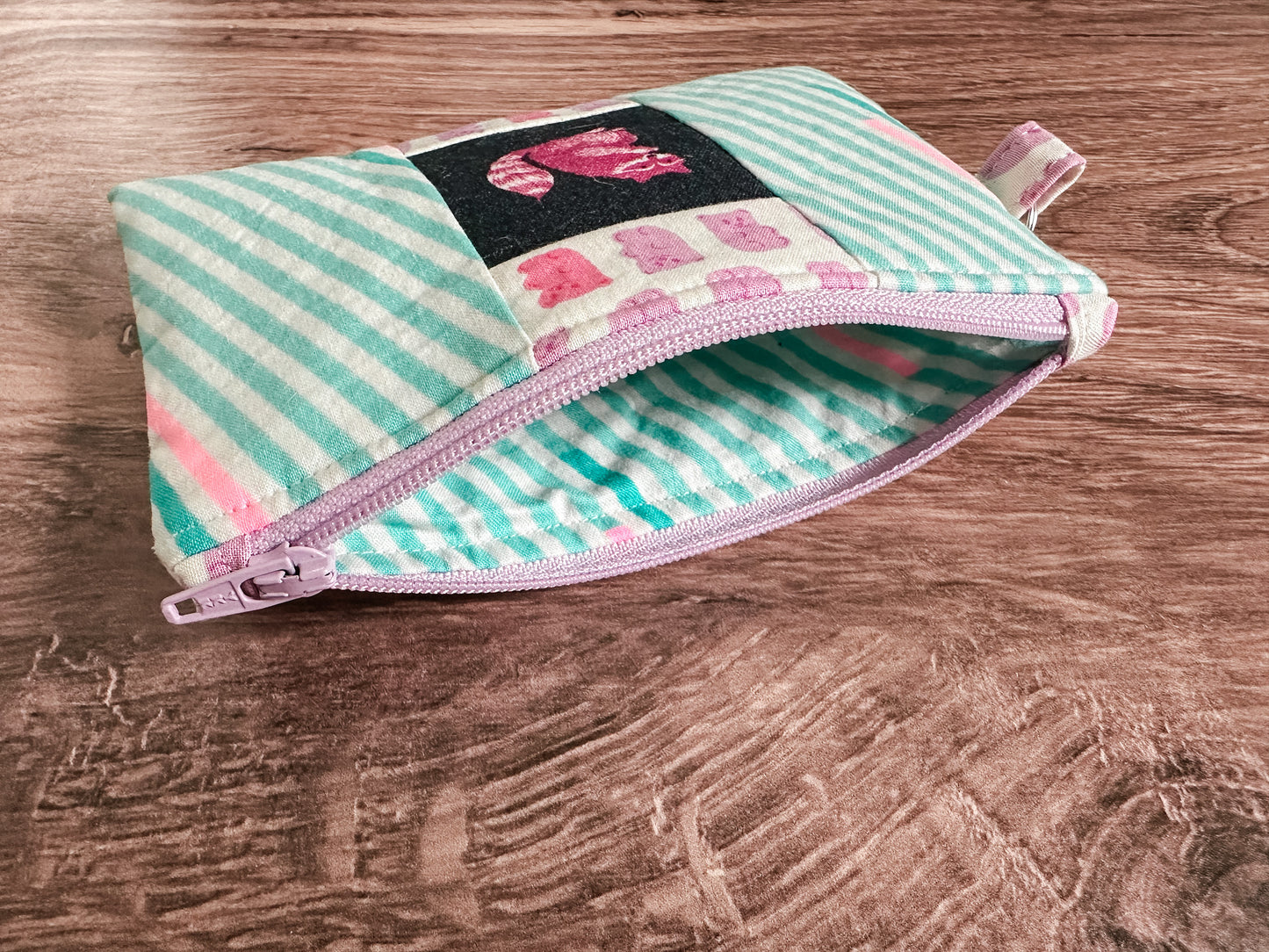 Racoon Quilted Zipper Pouch