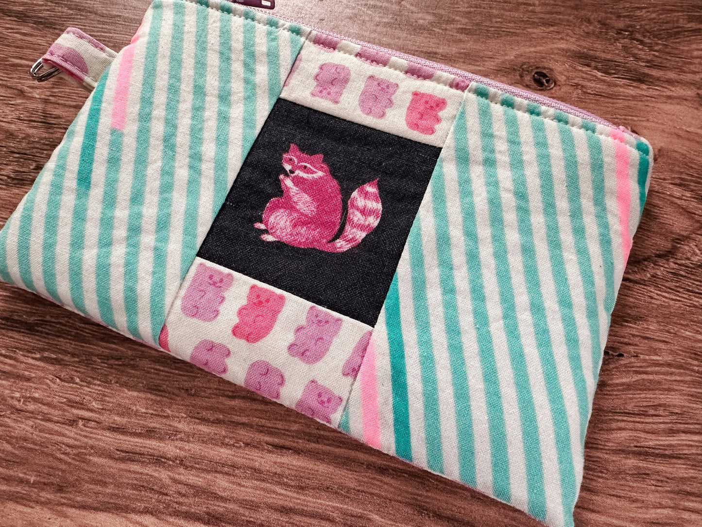 Racoon Quilted Zipper Pouch