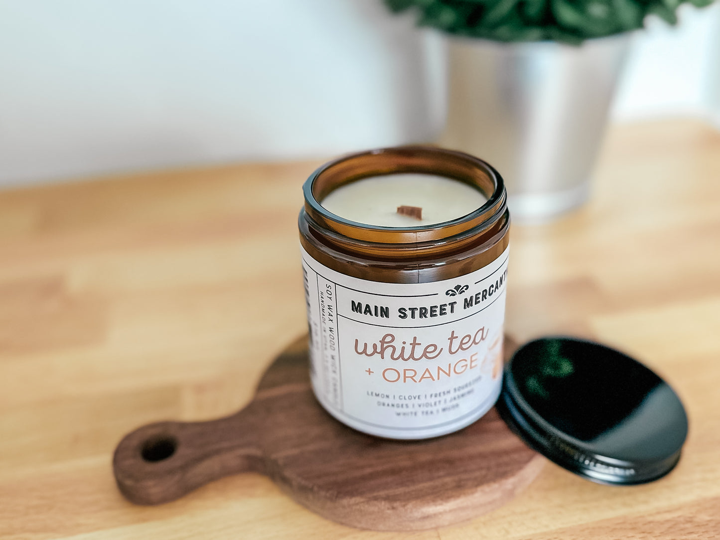 White Tea and Orange Wood Wick Soy Candle