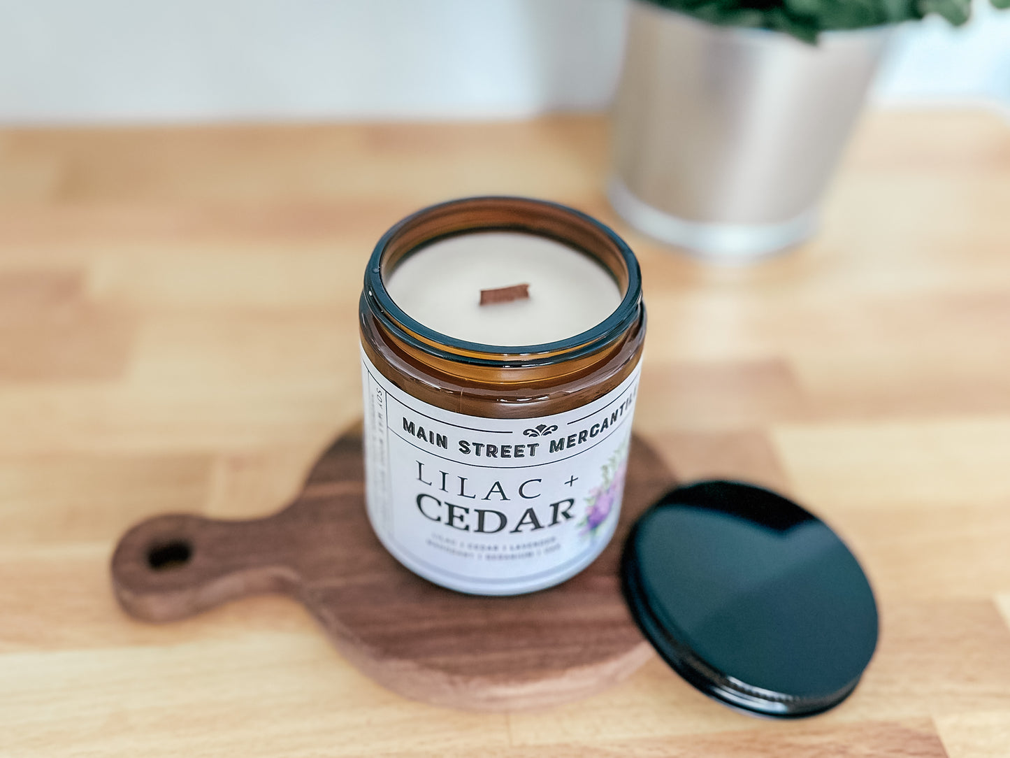 Lilac + Cedar Wood Wick Soy Candle