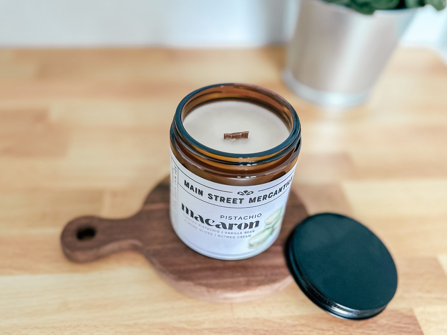 Pistachio Macaron Wood Wick Soy Candle