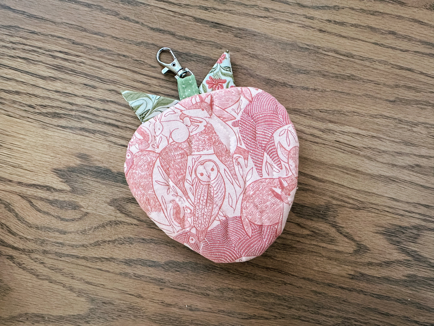 Quilted Strawberry Coin Purse - Pink Animals