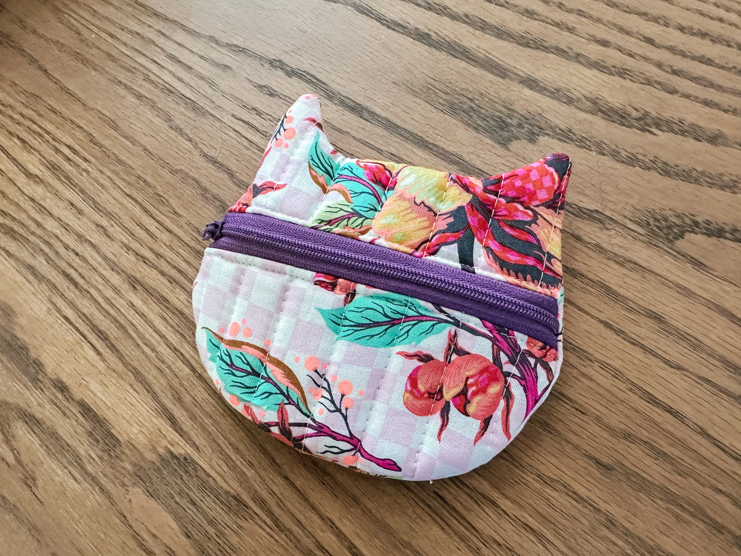 Cat Zipper Coin Purse - Tula Pink Floral