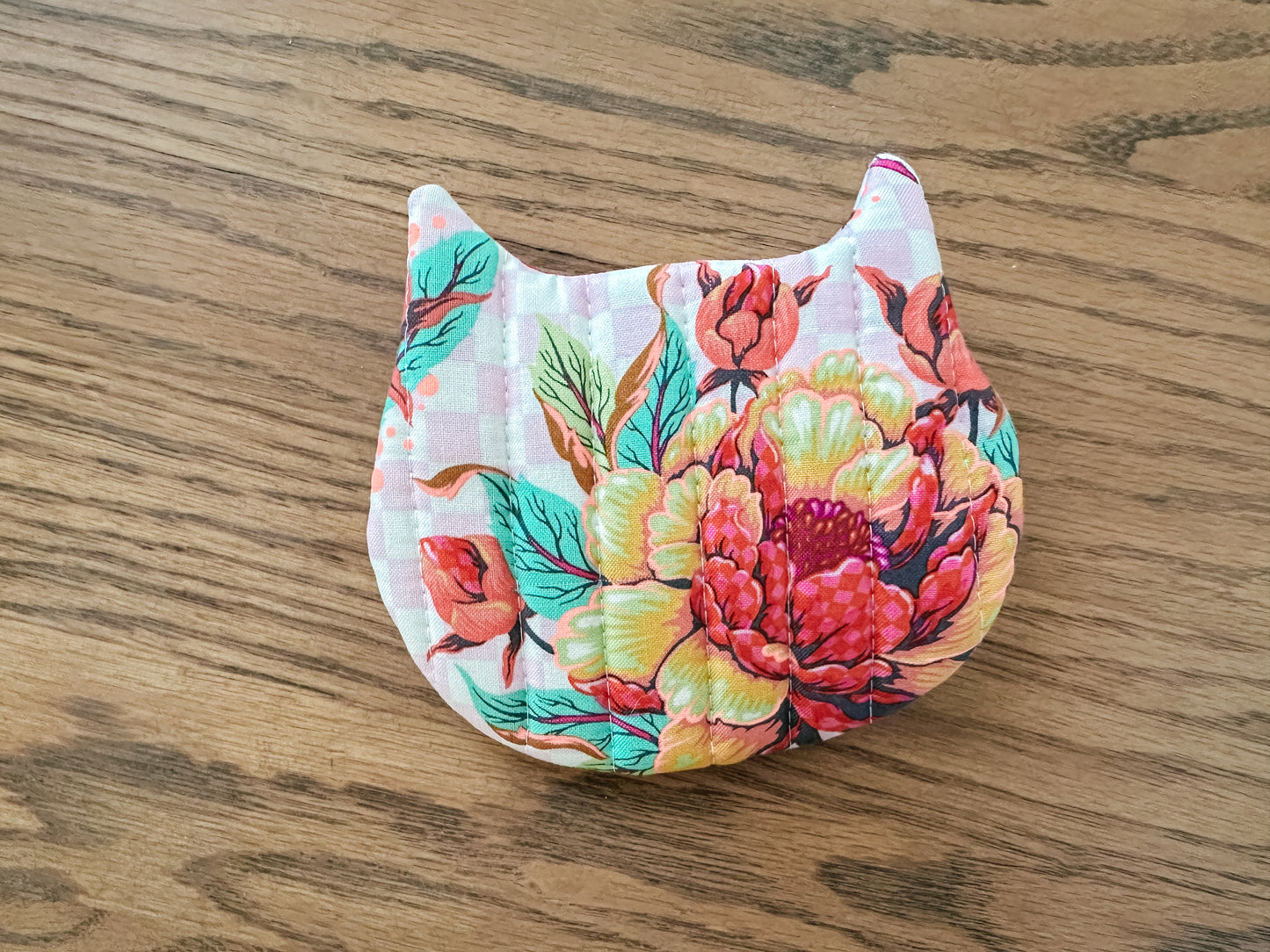 Cat Zipper Coin Purse - Tula Pink Floral