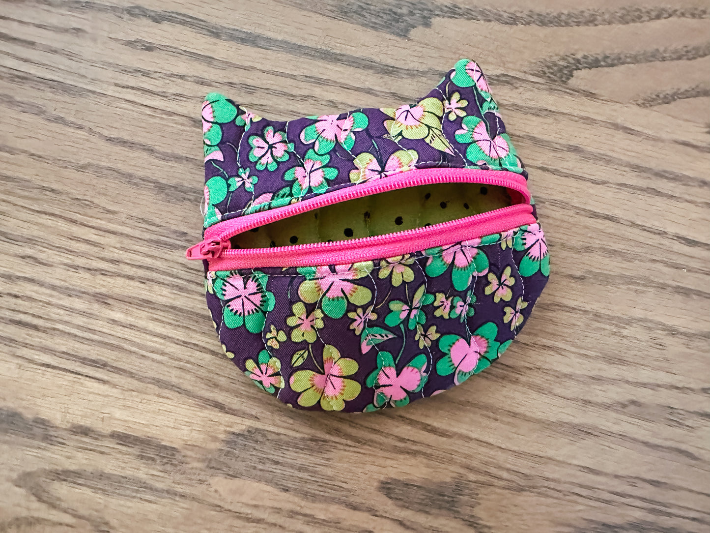Cat Zipper Coin Purse - Heather Ross Clovers