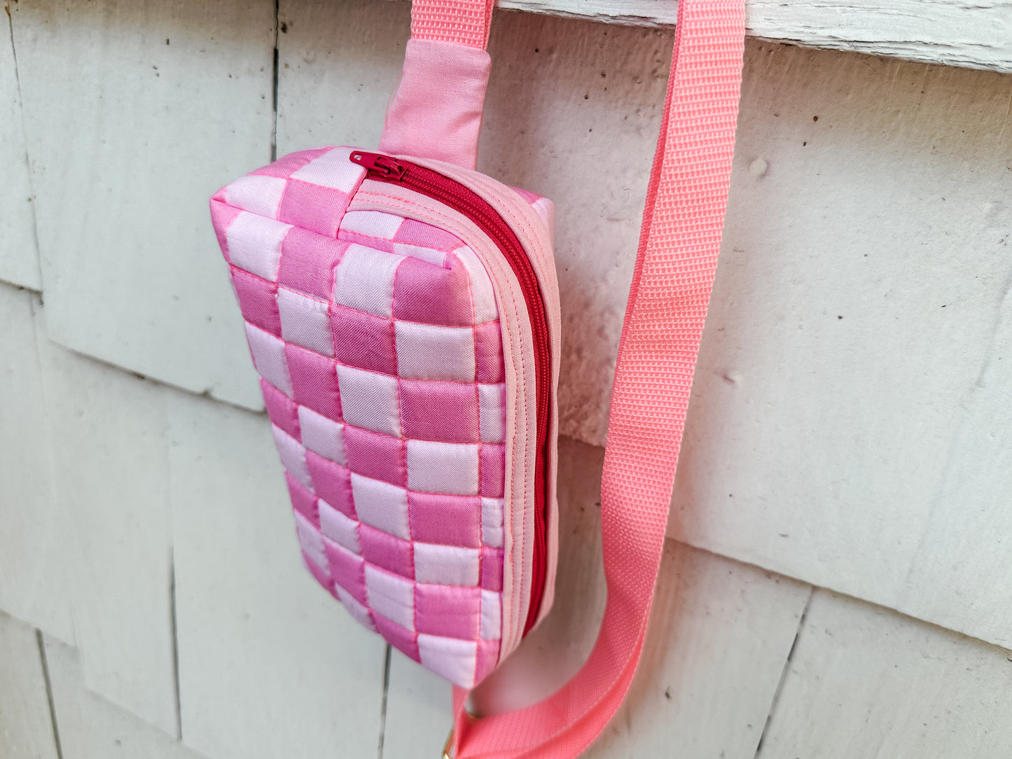 Quilted Alpen Crossbody Bum Bag - Pink Check