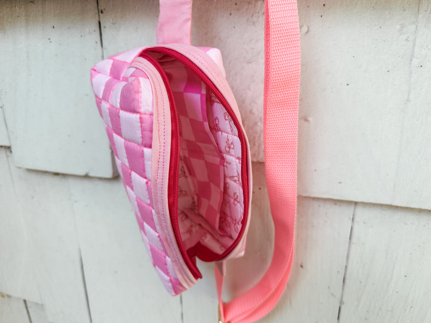 Quilted Alpen Crossbody Bum Bag - Pink Check