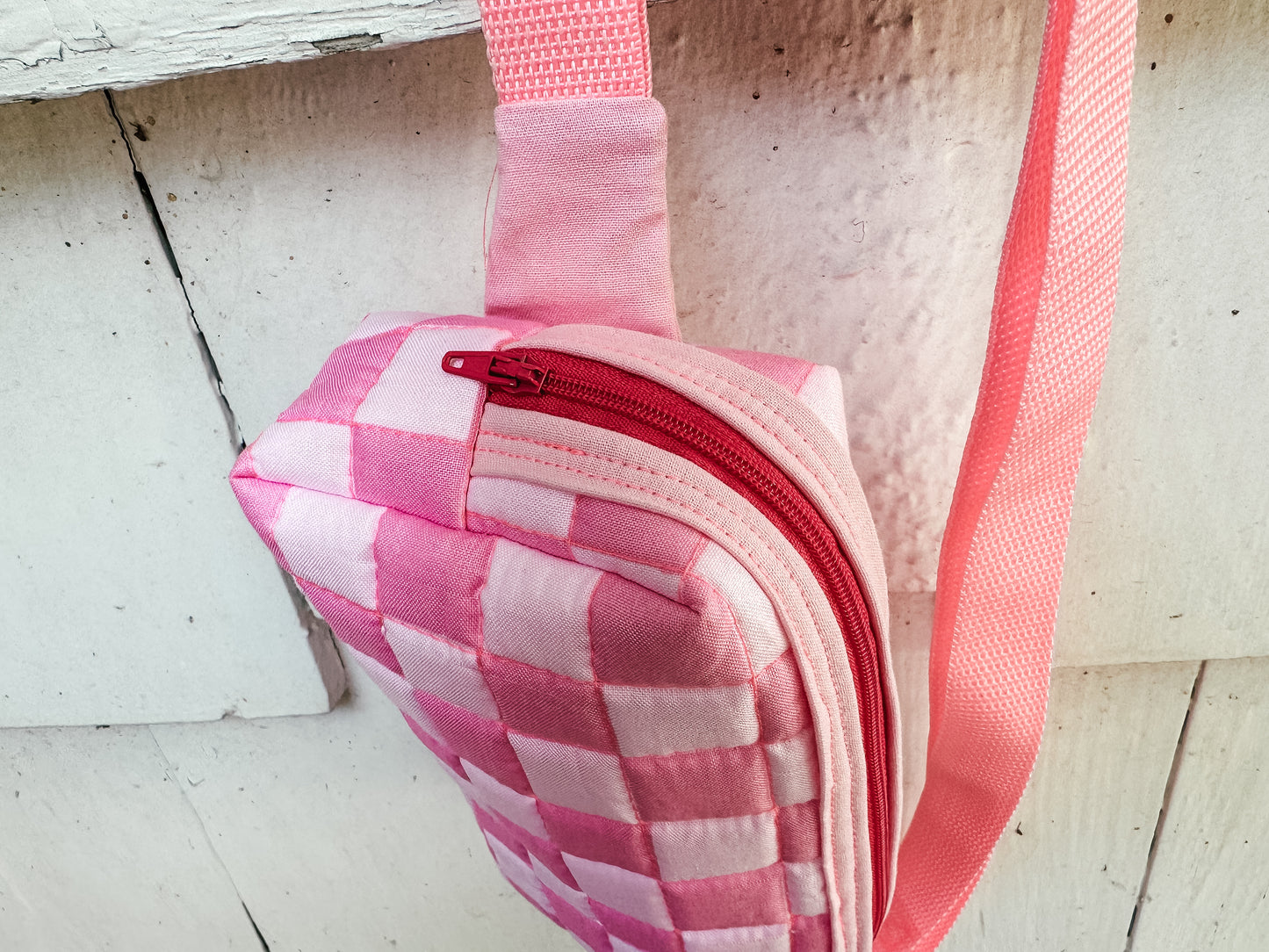 Quilted Alpen Crossbody Bum Bag - Pink Check