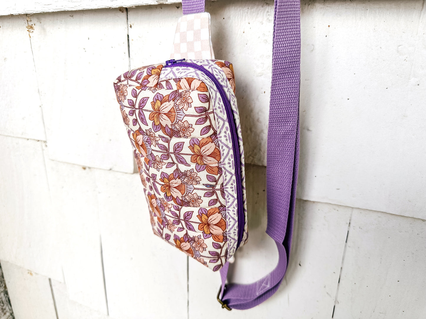 Quilted Alpen Crossbody Bum Bag - Purple Floral