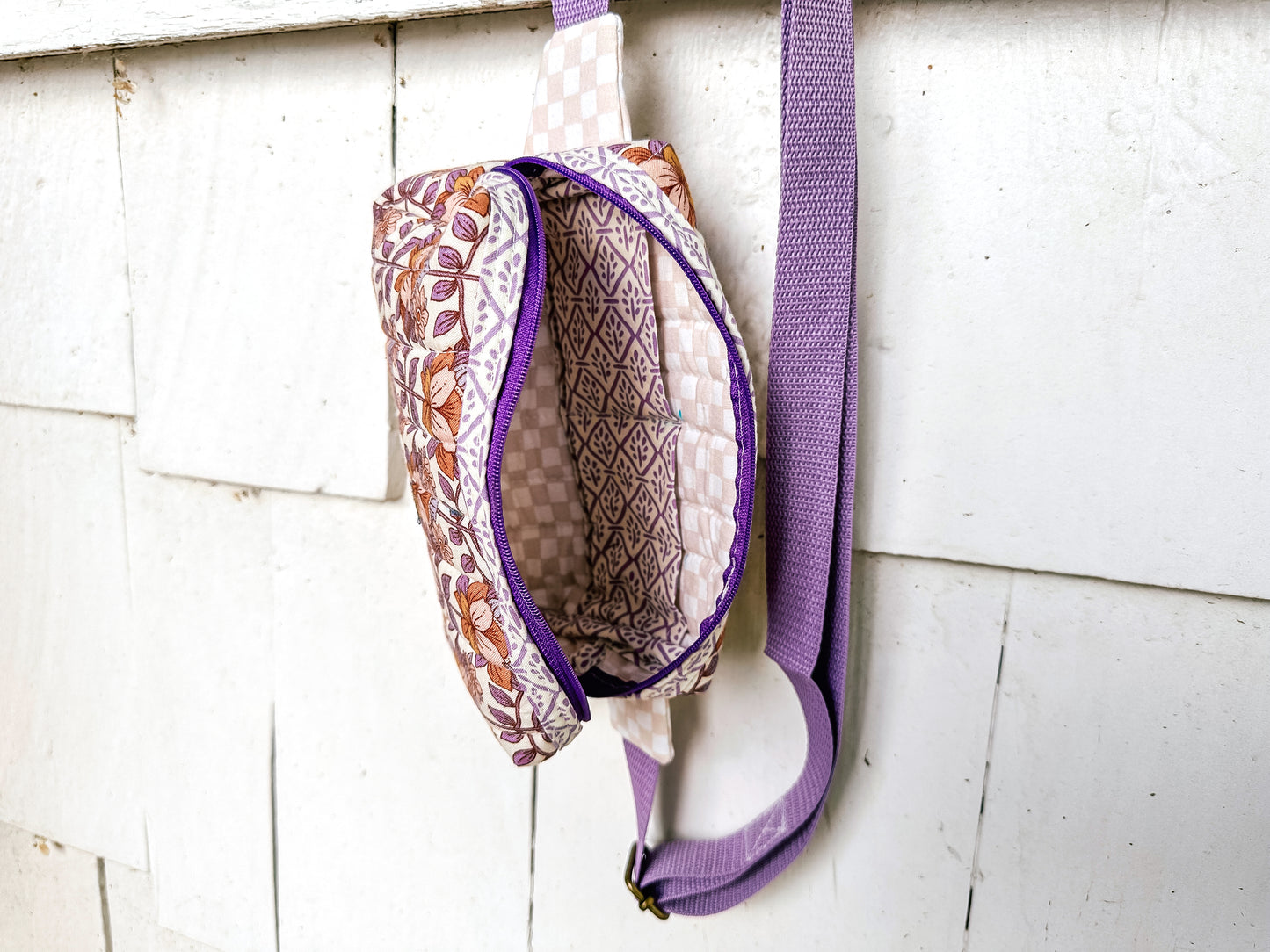 Quilted Alpen Crossbody Bum Bag - Purple Floral