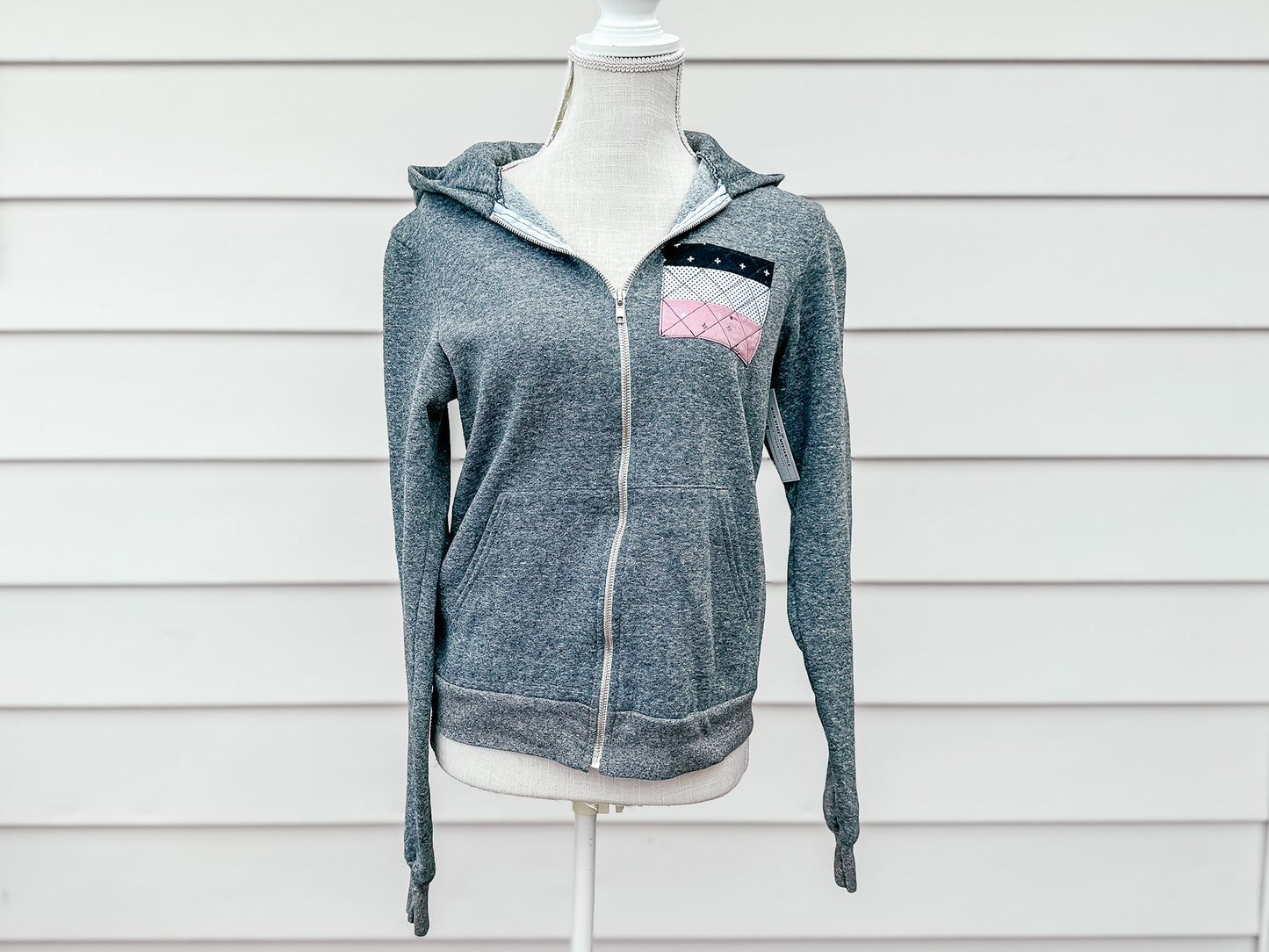 Zip-up Quilt Block Hoodie - Size X Small
