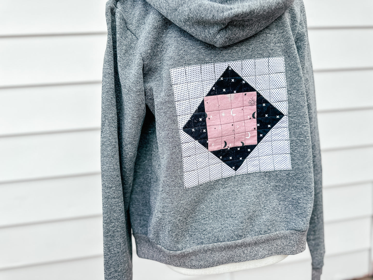 Zip-up Quilt Block Hoodie - Size X Small