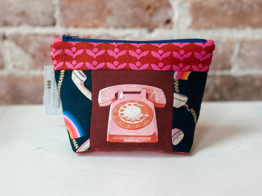 Flat Bottom Zipper Pouch - Rotary Phone