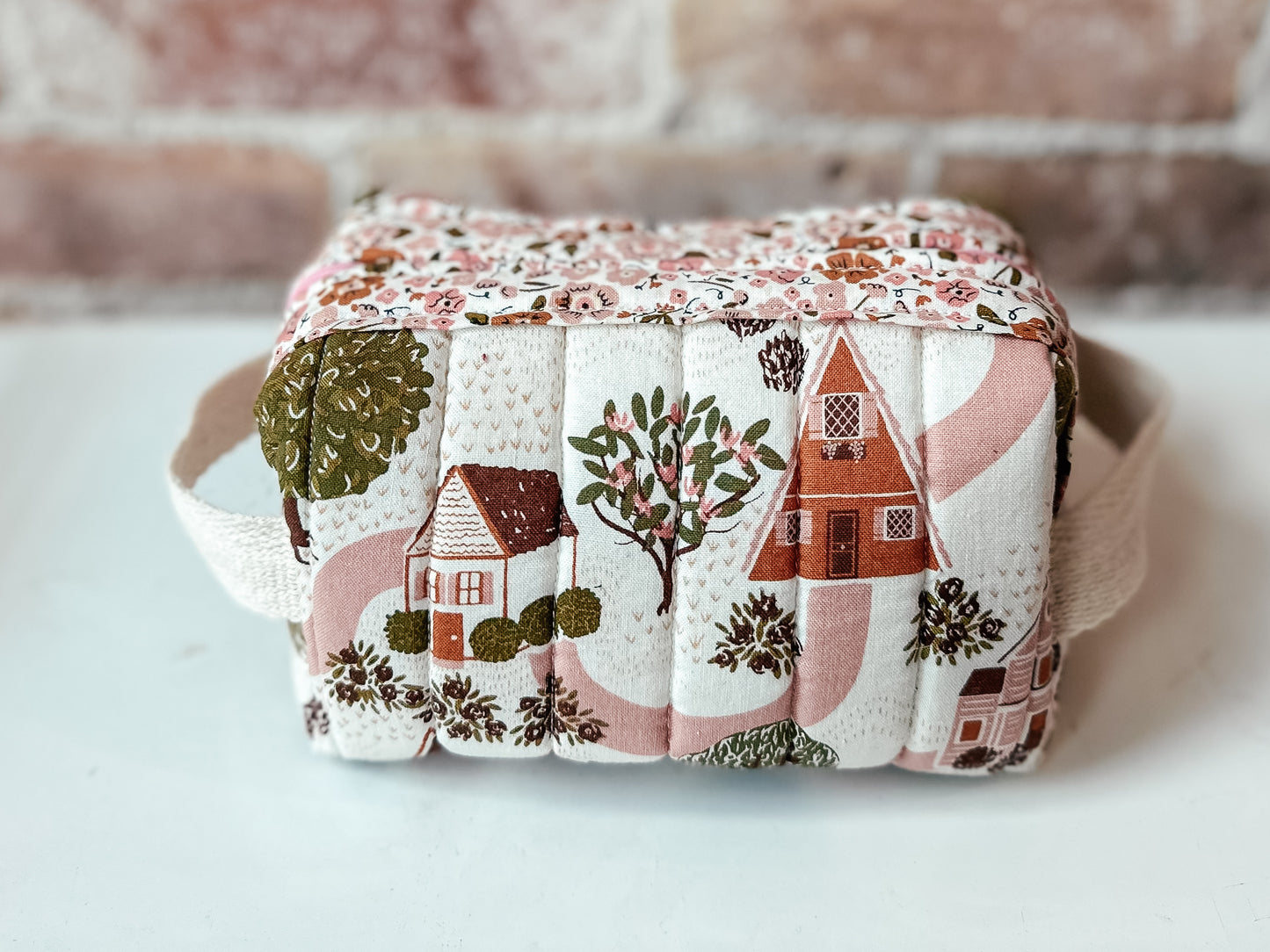 Quilted Boxy Zipper Pouch - Cottage Core