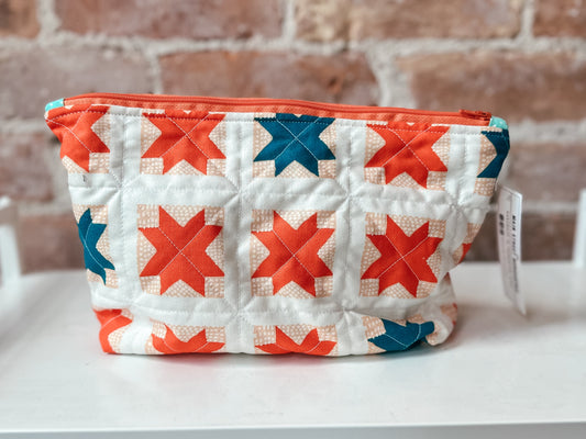Flat Bottom Zipper Pouch - Heather Ross Quilt Block