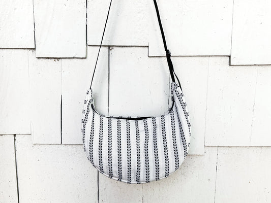 Black & White Crescent Crossbody Bag