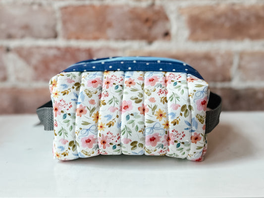 Quilted Boxy Zipper Pouch - Floral