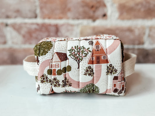 Quilted Boxy Zipper Pouch - Cottage Core