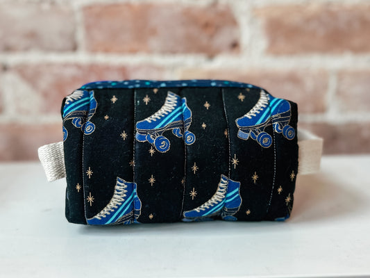 Quilted Boxy Zipper Pouch - Ruby Star Society Black Roller Skates
