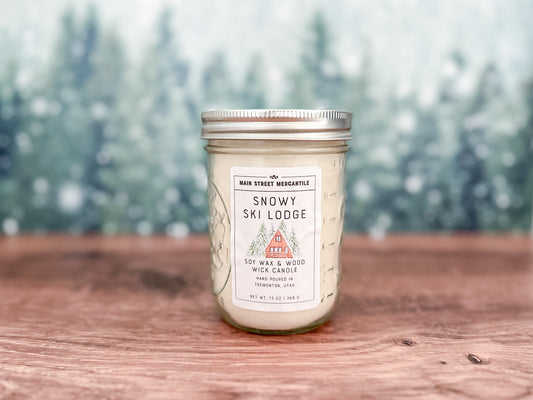 Snowy Ski Lodge Candle