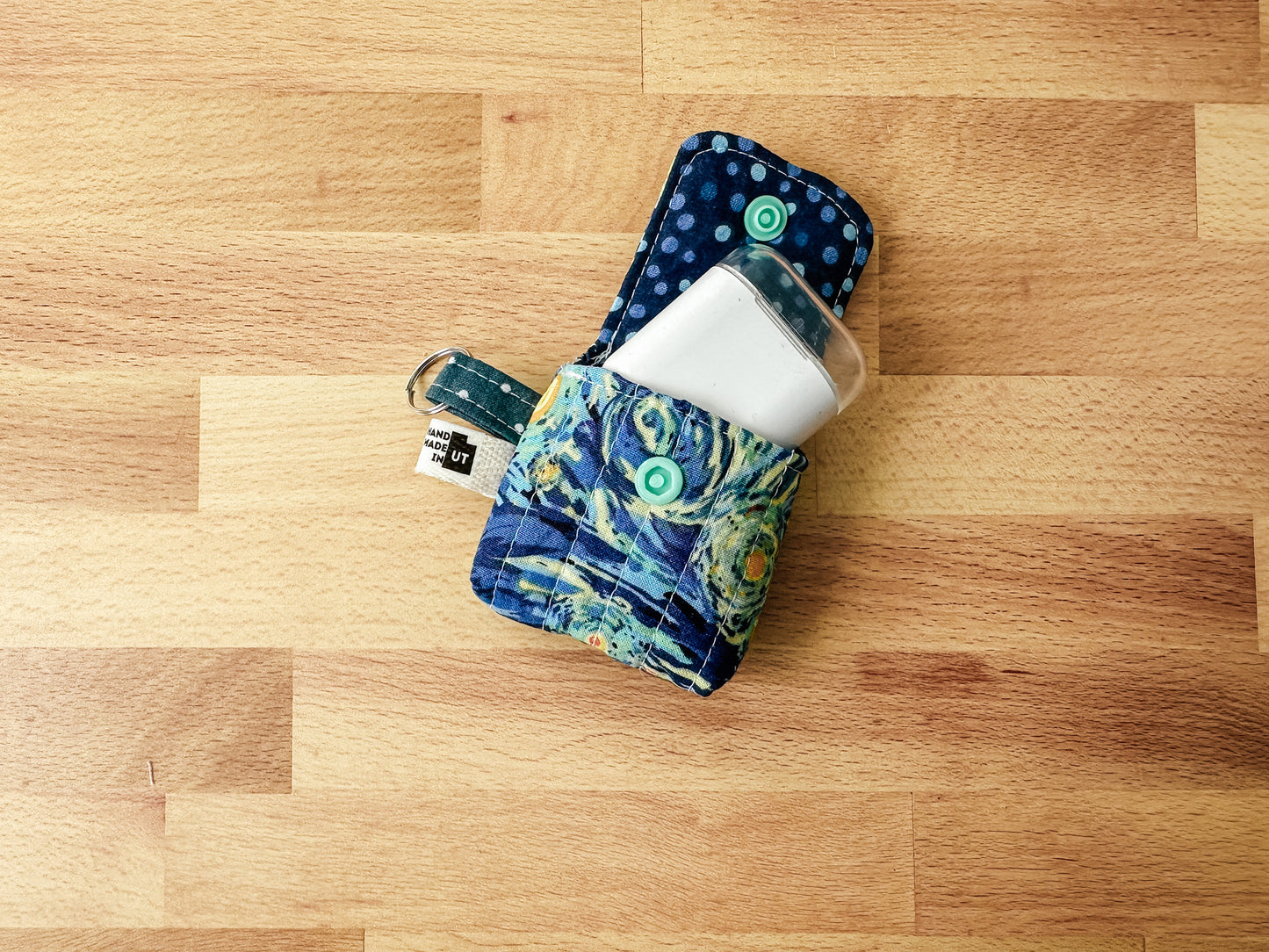 Quilted Airpods Sleeve Keychain - Starry Night