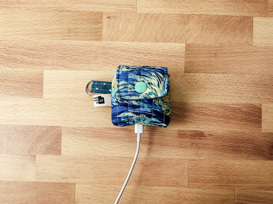 Quilted Airpods Sleeve Keychain - Starry Night