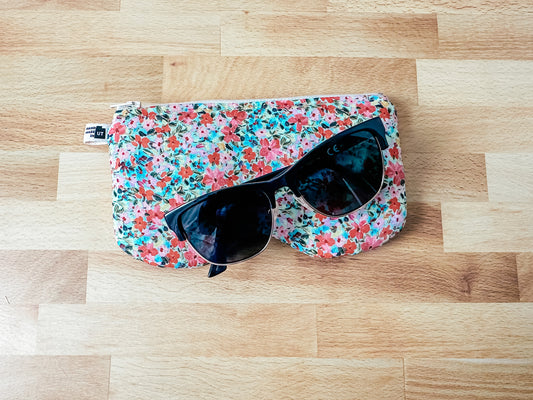 Padded Zipper Sunglass Case - Pink Floral