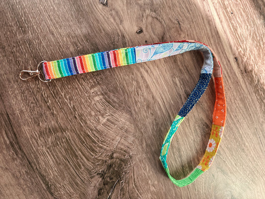 Rainbow Fabric Lanyard