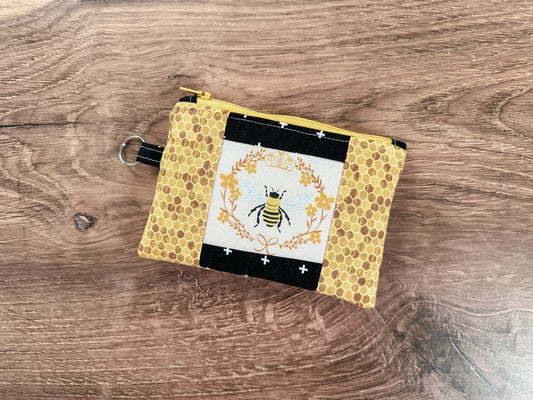 Honey Bee Quilted Zipper Pouch