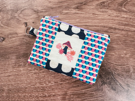 Mushroom Quilted Zipper Pouch
