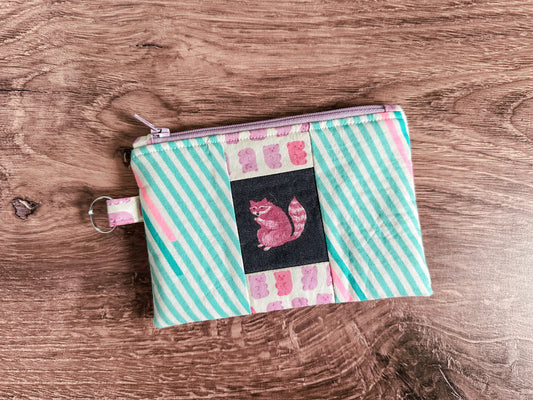 Racoon Quilted Zipper Pouch