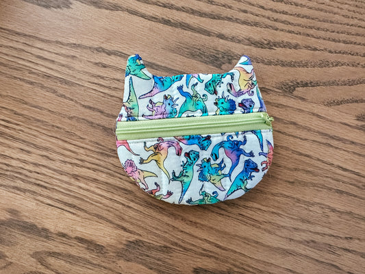 Cat Zipper Coin Purse - Dinosaurs