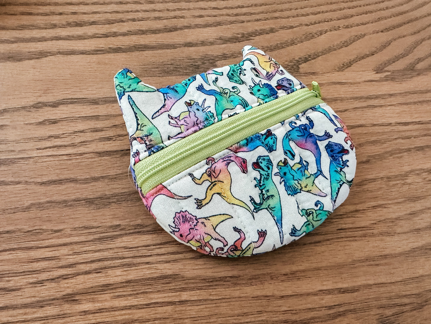 Cat Zipper Coin Purse - Dinosaurs