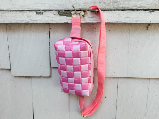 Quilted Alpen Crossbody Bum Bag - Pink Check