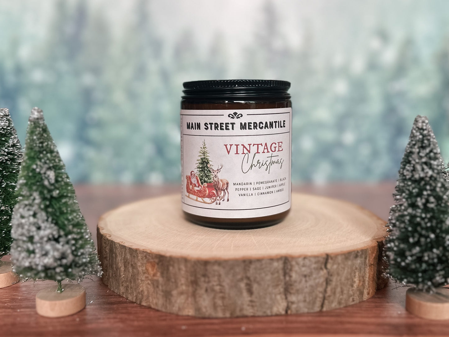 Vintage Christmas Wood Wick Soy Candle