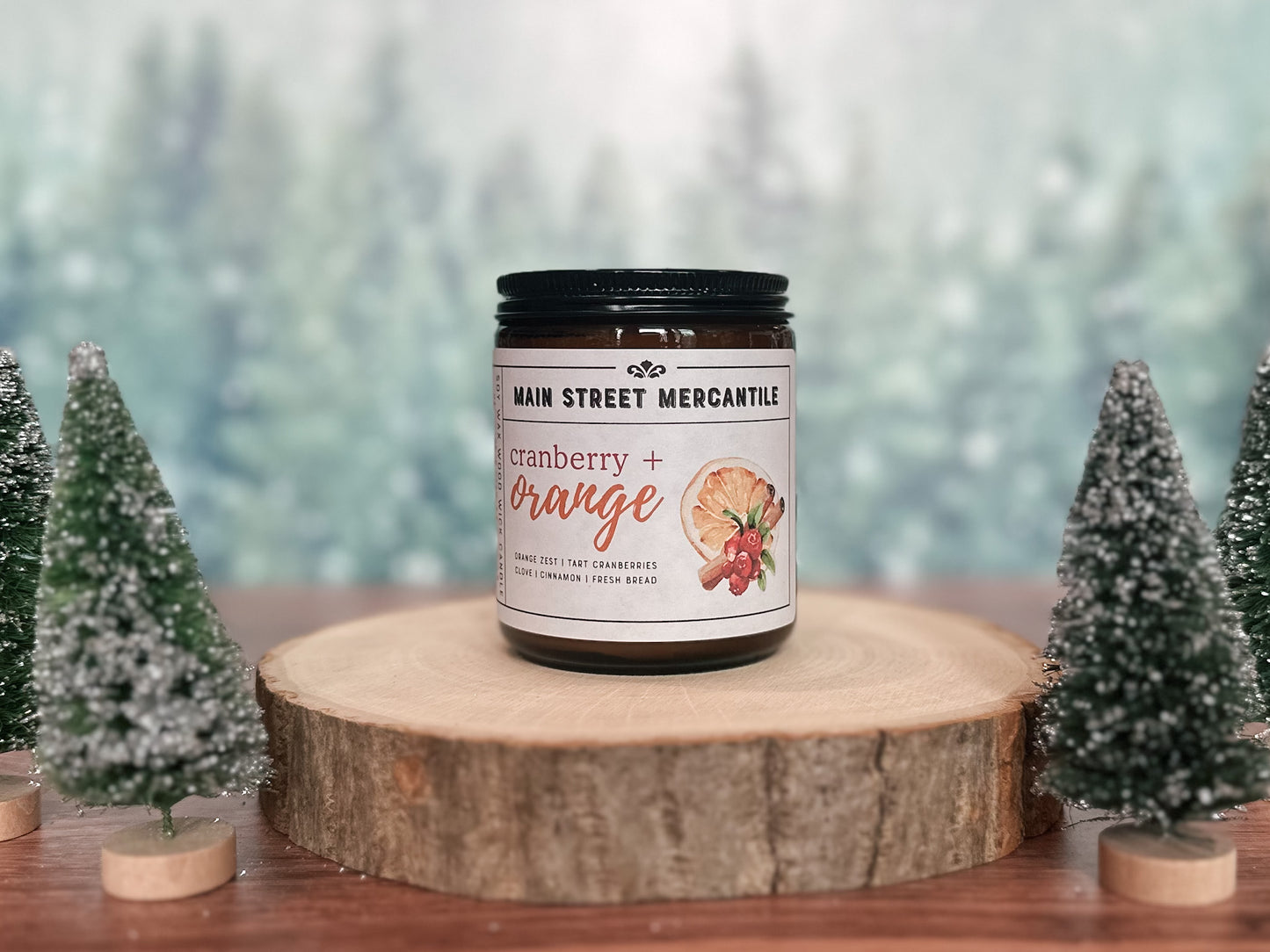 Cranberry + Orange Wood Wick Soy Candle